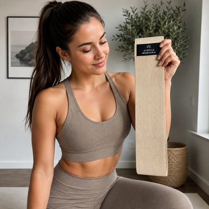 AUREVIA Premium Fabric Resistance Bands Set – 3 Levels with Carry Bag & 28-Day Workout Challenge